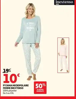Auchan INEXTENSO Pyjama micropolaire femme offre