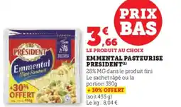 Super U Emmental pasteurise president offre