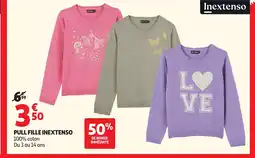 Auchan INEXTENSO Pull fille offre