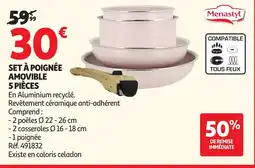 Auchan MENASTYL Set à poignée amovible 5 pièces offre