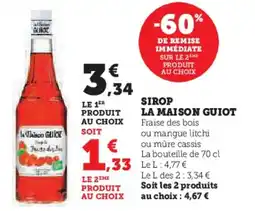 Super U Sirop la maison guiot offre