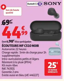 Auchan SONY Écouteurs wf c510 noir offre