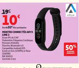 Auchan ABYX Montre connectée lime 2 offre