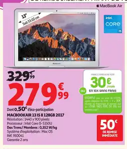 Auchan Macbookair 13.15 8 128gb 2017 offre