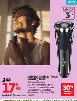 Auchan QILIVE Rasoir électrique homme Q-7819 offre