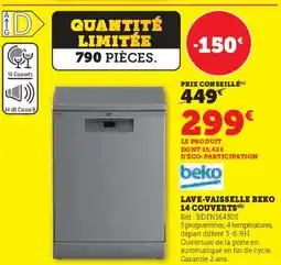 Super U BEKO Lave-vaisselle 14 couverts offre