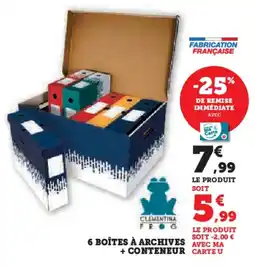 Super U 6 boîtes à archives avec ma + conteneur offre
