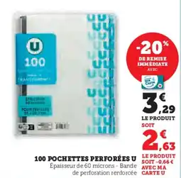 Super U 100 pochettes perforées u offre