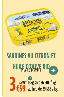 La Vie Claire PHARE D'ECKMUHL Sardines au citron et huile d'olive bio offre