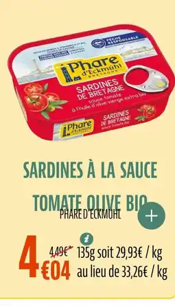 La Vie Claire PHARE D'ECKMUHL Sardines à la sauce tomate olive bio offre