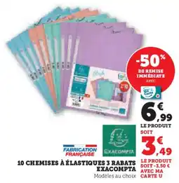 Super U 10 chemises à élastiques 3 rabats exacompta offre