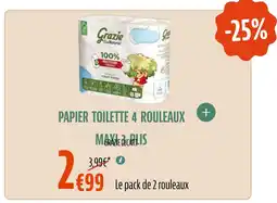 La Vie Claire GRAZIE LUCART Papier toilette 4 rouleaux maxi 3 plis offre
