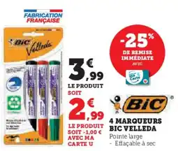 Super U 4 marqueurs bic velleda offre