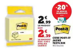 Super U Cube post-it jaune offre