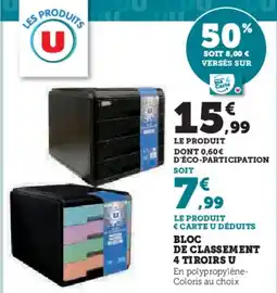 Super U Bloc de classement 4 tiroirs u offre