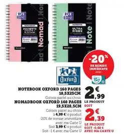 Super U Notebook oxford 160 pages offre