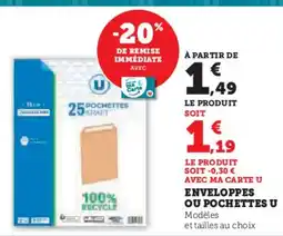Super U Enveloppes ou pochettes u offre