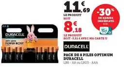 Super U Pack de 8 piles optimum duracell offre