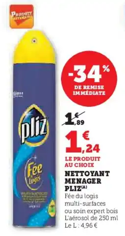 Super U Nettoyant menager pliz offre