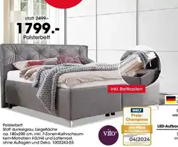 Möbel Martin Polsterbett Stoff dunkelgrau, Liegefläche offre