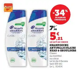 Super U Shampooing antipelliculaire head & shoulders offre