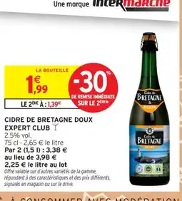 Intermarché Contact Cidre de bretagne doux expert club offre
