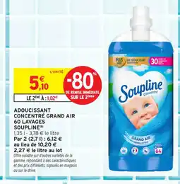Intermarché Contact SOUPLINE Adoucissant concentré grand air 60 lavages offre