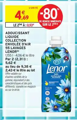 Intermarché Contact LENOR Adoucissant liquide collection envolée d'air 55 lavages offre