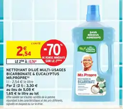 Intermarché Contact MR PROPRE Nettoyant dilué multi-usages bicarbonate & eucalyptus offre