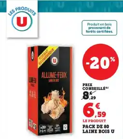 Super U Pack de 80 laine bois u offre