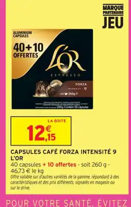Intermarché Contact L'OR Capsules café forza intensité 9 offre
