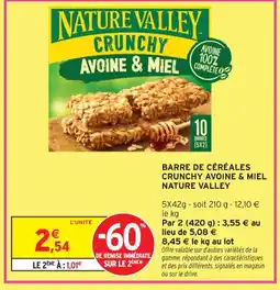 Intermarché Contact NATURE VALLEY Barre de céréales crunchy avoine & miel offre