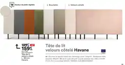 BUT Tête de lit velours côtelé offre