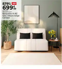 BUT Banquette-lit BZ tissu velours beige Caresse offre