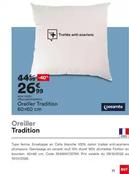 BUT DREAMÉA Oreiller Tradition offre