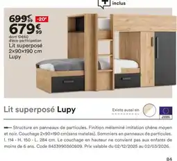 BUT Lit superposé Lupy offre