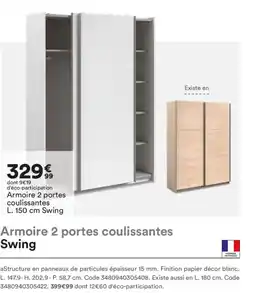 BUT Armoire 2 portes coulissantes Swing offre