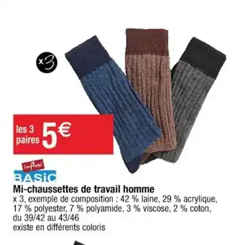 Cora x Carrefour Mi-Chaussettes de Travail Homme offre