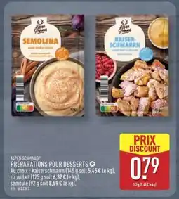 ALDI ALPEN SCHMAUS PRÉPARATIONS POUR DESSERTS offre