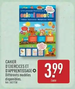 ALDI CAHIER D'EXERCICES ET D'APPRENTISSAGE offre