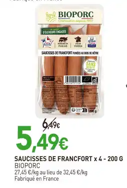 naturéO Bioporc saucisses de francfort x 4 offre