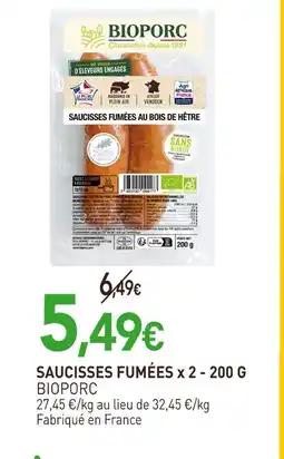 naturéO Bioporc saucisses fumées x 2 - 200 g offre