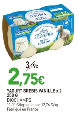 naturéO Biochamps yaourt brebis vanille x 2 offre