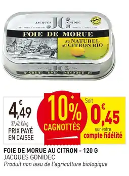 naturéO Jacques gonidec foie de morue au citron - 120 g offre