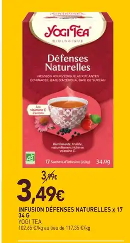 naturéO Yogi tea infusion défenses naturelles x 17 offre