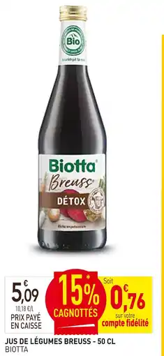naturéO Biotta jus de légumes breuss - 50 cl offre