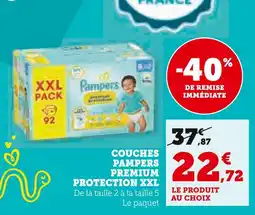 Super U Pampers couches premium protection xxl offre
