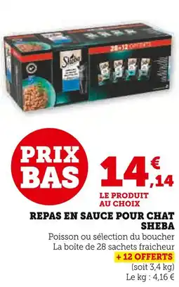 Super U Sheba repas en sauce pour chat offre