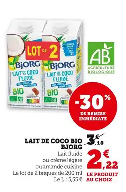 Super U Bjorg lait de coco fluide offre