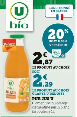Super U U pur jus offre